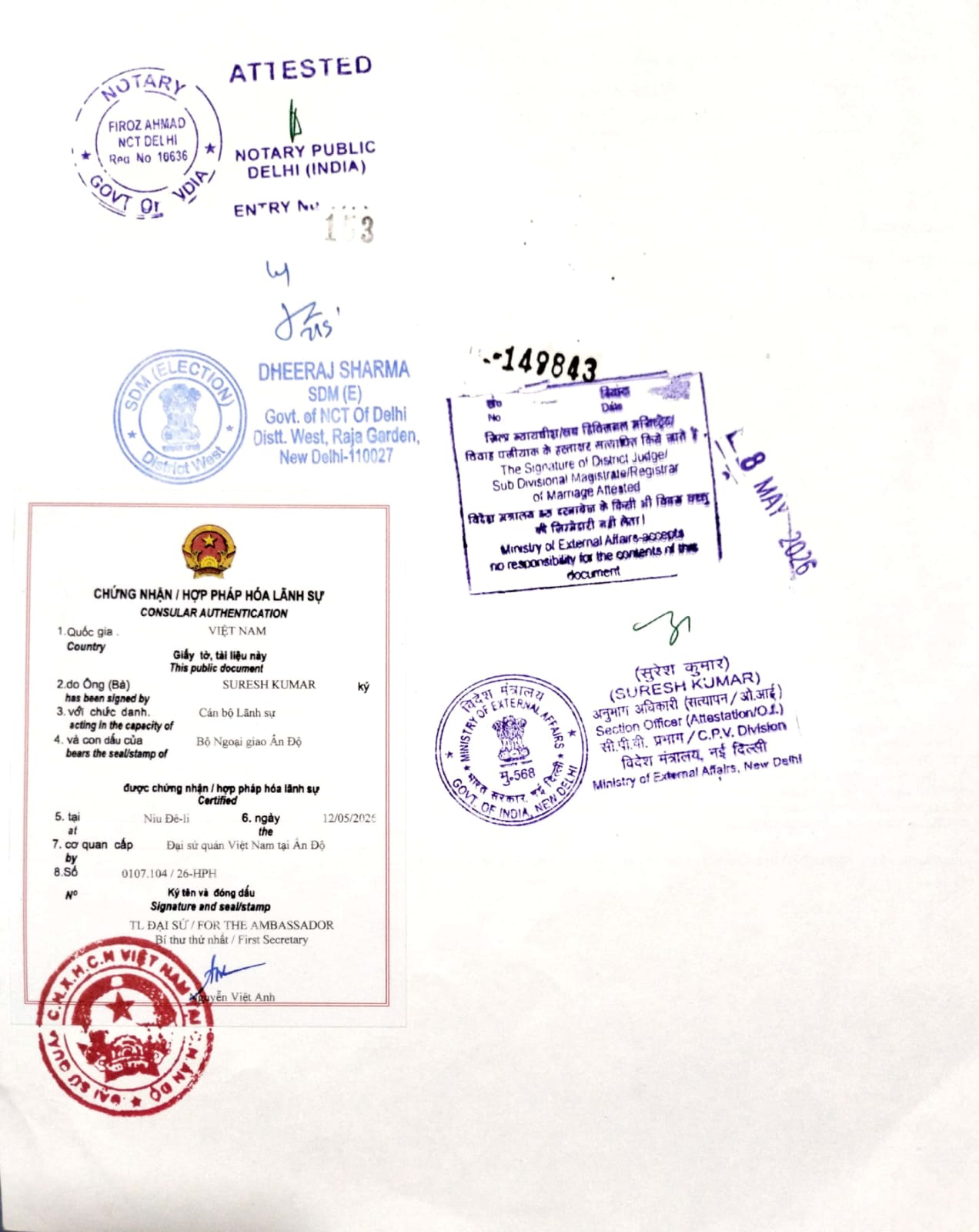 Vietnam Embassy Attestation sample